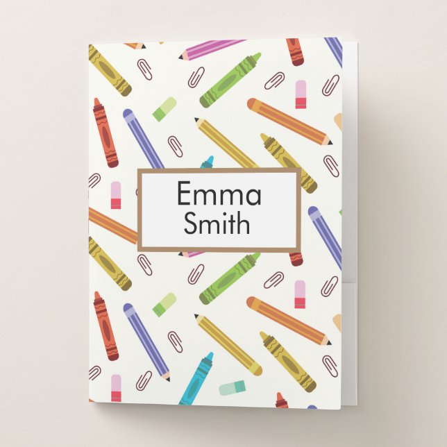 Crayons and pencils  pattern custom pocket folder (Front)