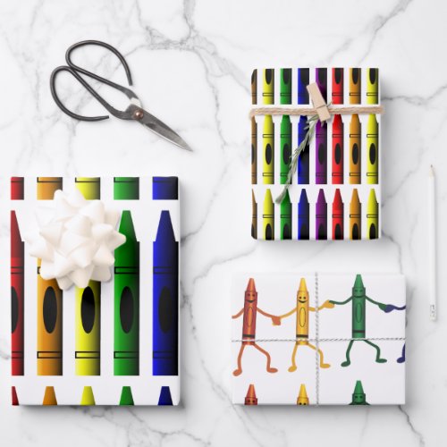 Crayons Art for Children Cute Wrapping Paper Sheets