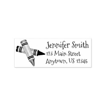 Crayons Art Supplies Artist Teacher School Address Rubber Stamp by rebeccaheartsny at Zazzle