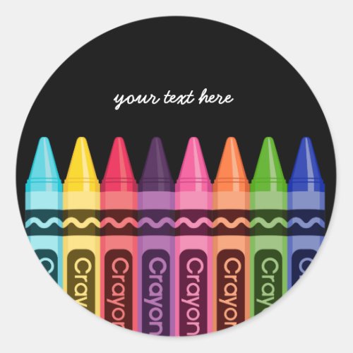 Crayons  choose your background color classic round sticker