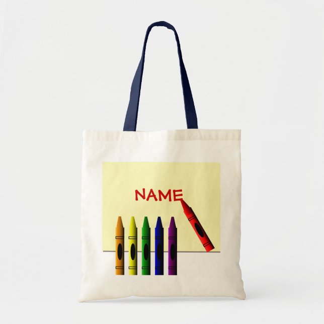 Crayons Color my Name Kids Tote Bag (Front)