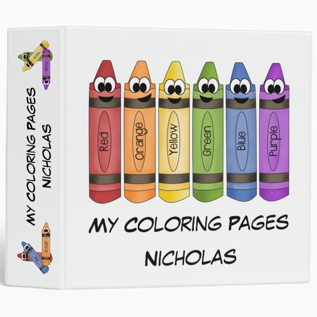 Crayons Coloring Pages 3 Ring Binder (Front/Spine)