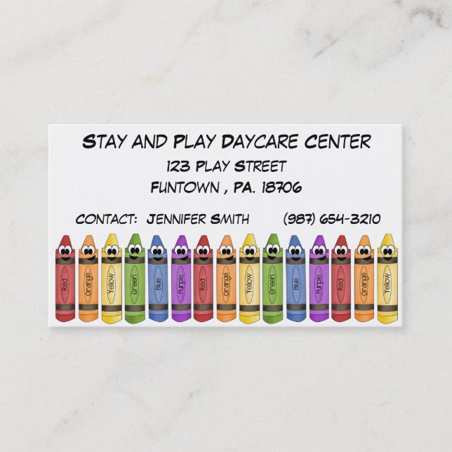 Crayons Daycare Center Business Card (Front)