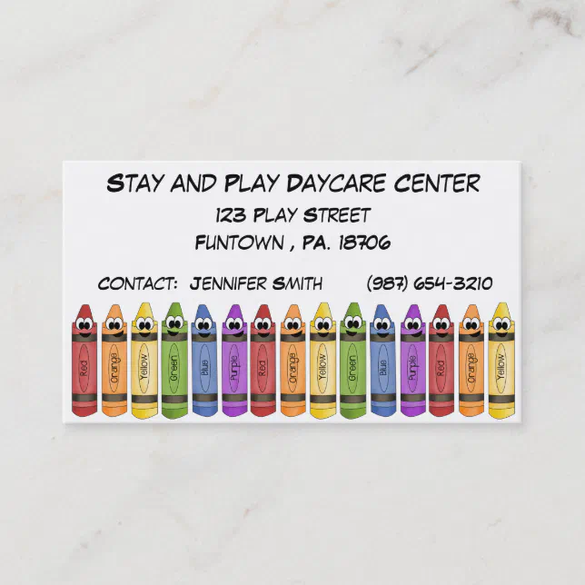 Crayons Daycare Center Business Card Zazzle