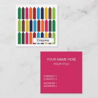 Crayons Elementary Preschool Back To School  Square Business Card