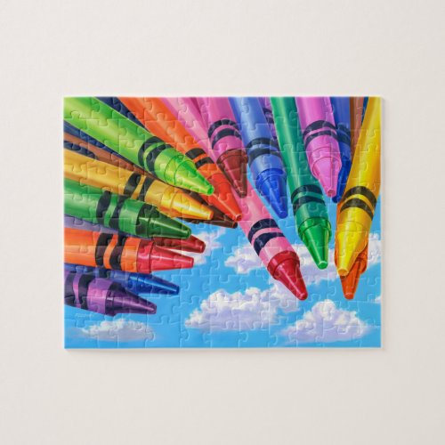 Crayons Floating In Sky Painting Jigsaw Puzzle
