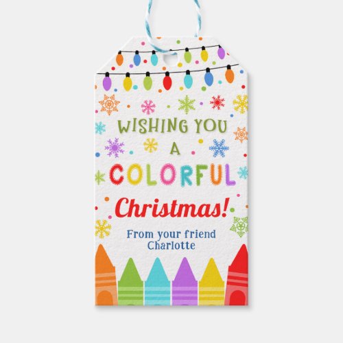 Crayons gift tag Christmas favor tag