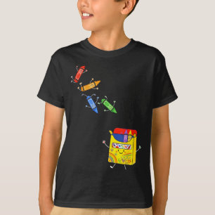 Crayons jumping into box cute school supplies boys T-Shirt