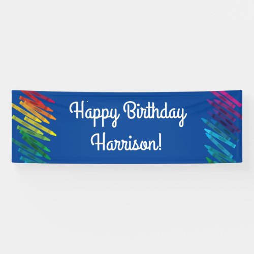 Crayons Kids Birthday Party Art Cute Colorful Banner