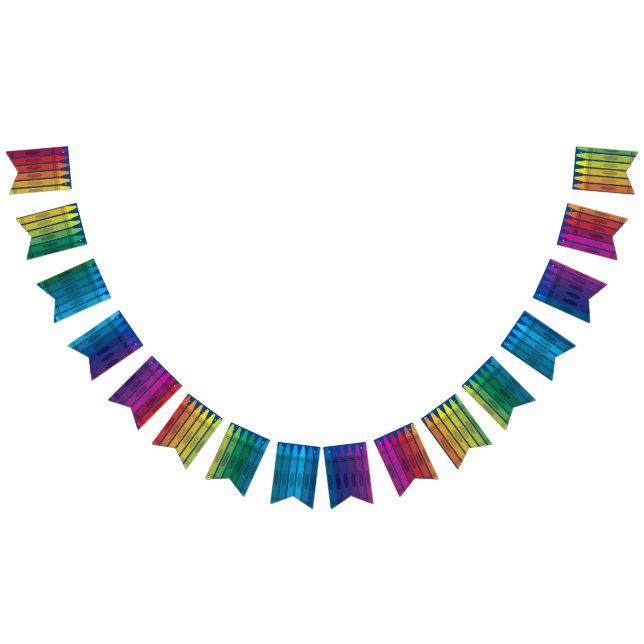 Crayons Kids Birthday Party Art Cute Colorful Bunting Flags (All)