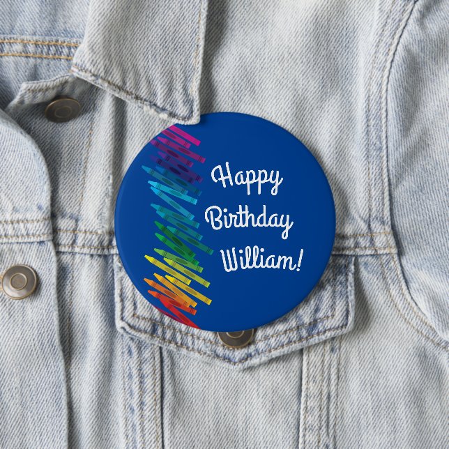 Crayons Kids Birthday Party Art Cute Colorful Button (In Situ)