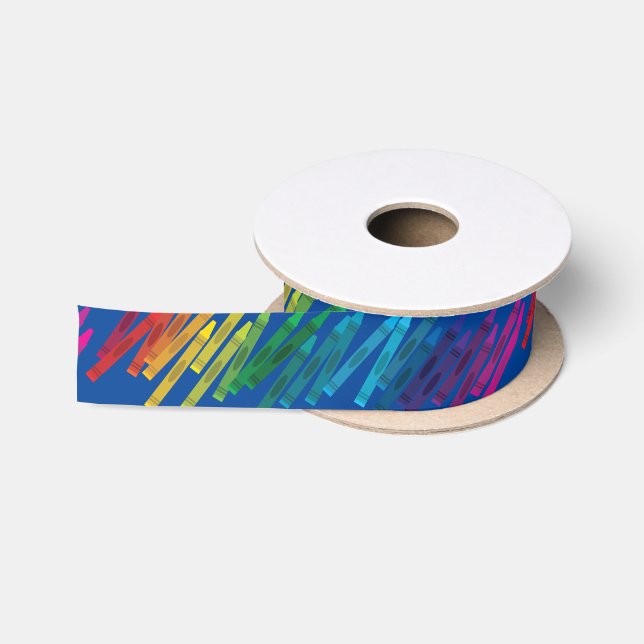 Crayons Kids Birthday Party Art Cute Colorful Satin Ribbon (Spool)