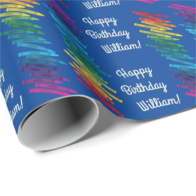 Crayons Kids Birthday Party Art Cute Colorful Wrapping Paper (Roll Corner)