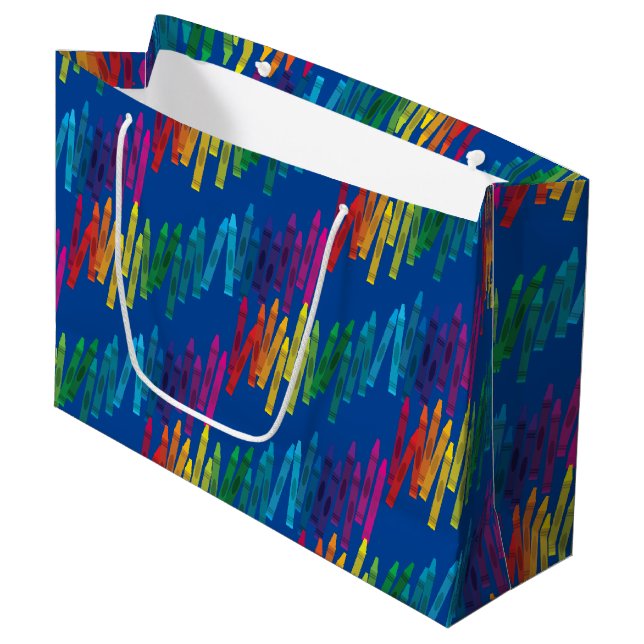 Crayons Kids Birthday Party Art Large Gift Bag (Front Angled)