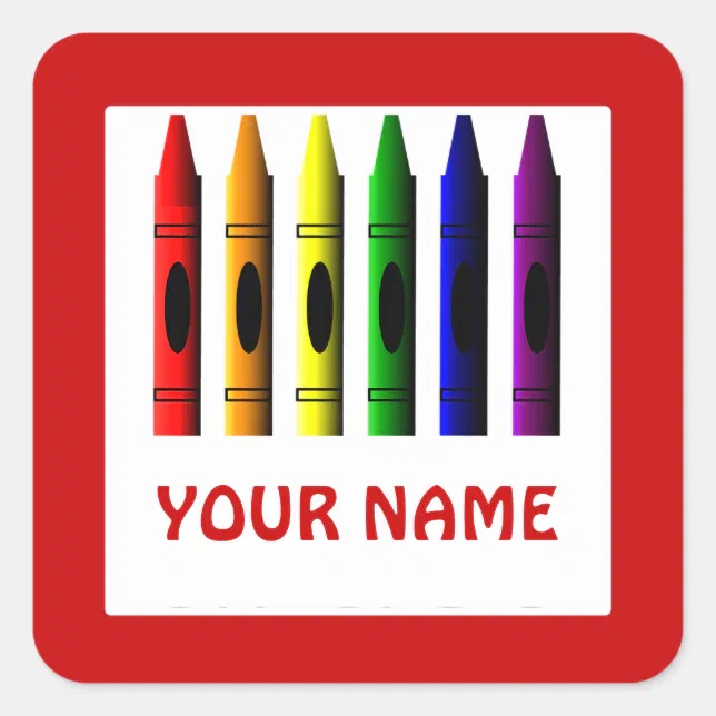 Crayons Name Crayon Template Red Sticker Zazzle