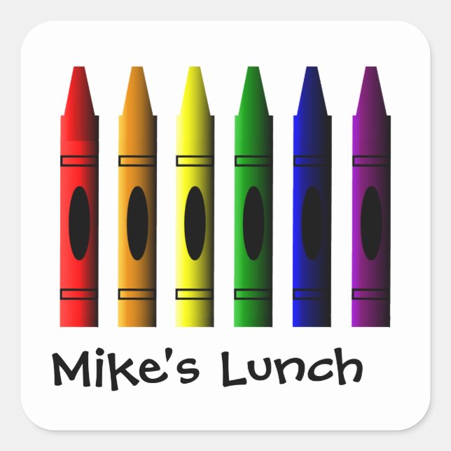 Crayons Name Template Crayon Lunch Bah Square Sticker (Front)