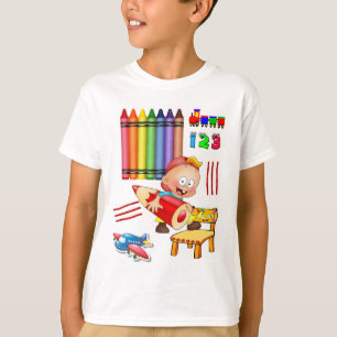 Crayons Numbers Colorful Boys T-shirt