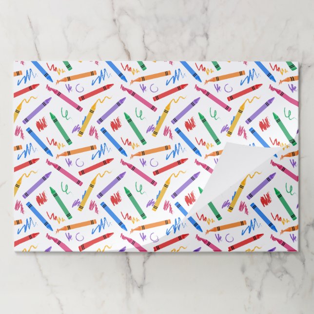 Crayons Paper Placemats, School Art Table Mats (Folded)