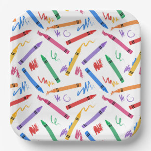 Crayons Paper Plates, Colorful School Art Party Plates