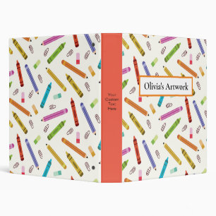 Crayons pencils children's artwork keepsake 3 ring binder