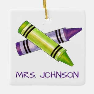 Crayons Personalized Art Teacher School Education Ceramic Ornament