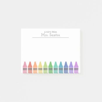 Crayons Personalized Teacher  Post-it Notes by Low_Star_Studio at Zazzle