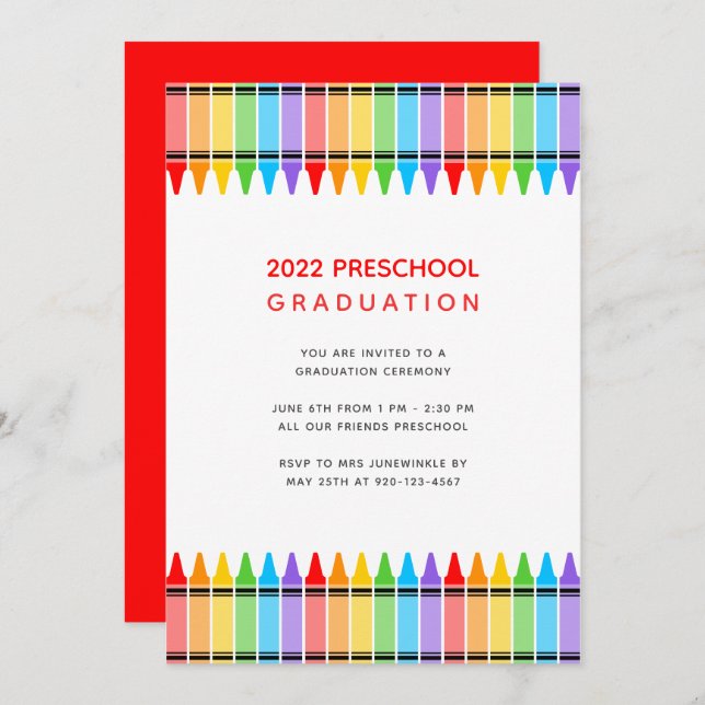 Crayons Preschool Graduation Invitation (Front/Back)