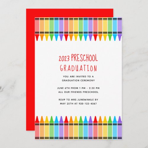 Crayons Preschool Graduation Invitation