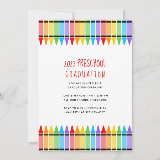 Crayons Preschool Graduation Invitation | Zazzle