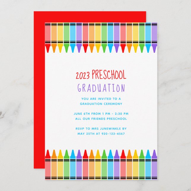 Crayons Preschool Graduation Invitation (Front/Back)