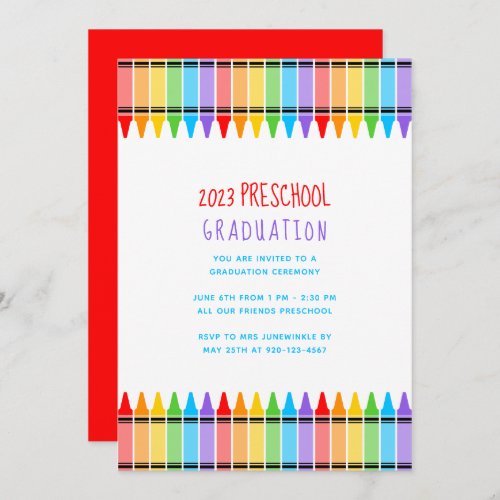 Crayons Preschool Graduation Invitation