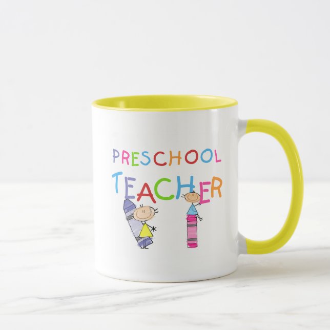 Crayons Preschool Teacher TShirts and Gifts Mug (Right)