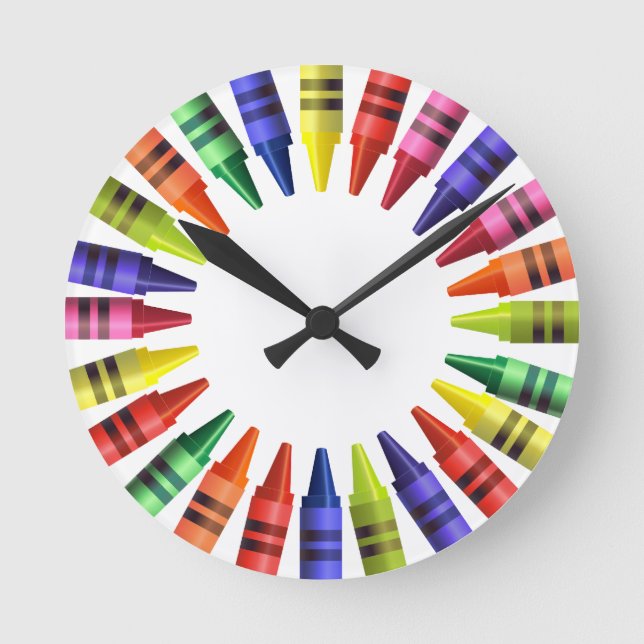 Crayons Round Clock (Front)