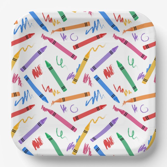 Crayons School Paper Plates (Front)