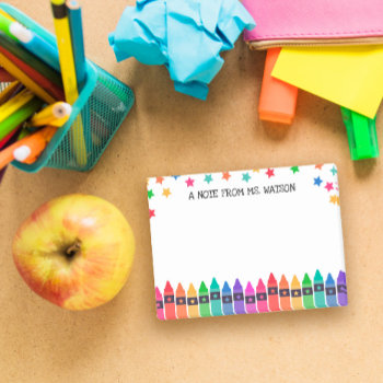 Crayons & Stars Colorful Note From School by birchandoak at Zazzle
