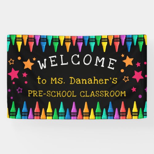 Crayons Stars Colorful Welcome Teachers Classroom Banner