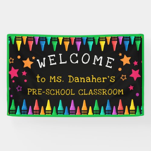 Crayons Stars Colorful Welcome Teachers Classroom Banner