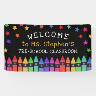 Crayons Stars Colorful Welcome Teacher's Classroom Banner