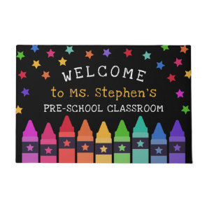 Crayons Stars Colorful Welcome Teacher's Classroom Doormat