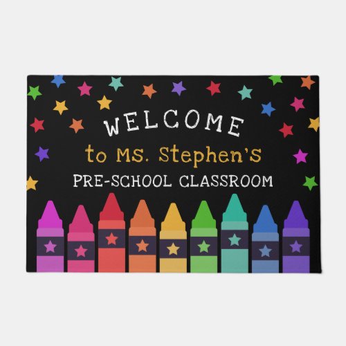 Crayons Stars Colorful Welcome Teachers Classroom Doormat