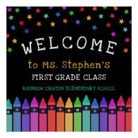 Crayons Stars Colorful Welcome Teacher's Classroom