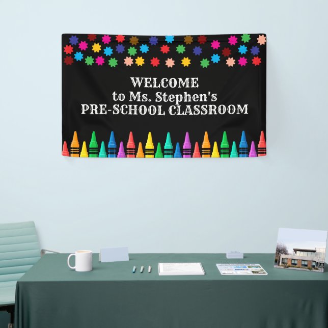 Crayons & Stars Colorful Welcome to Teacher's  Banner (Tradeshow)