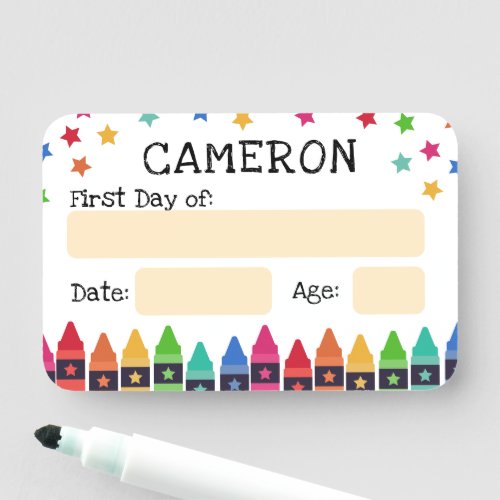 Crayons & Stars First Day of School Name Tag