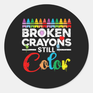 Crayons Still Color Mental Health Awareness Suppor Classic Round Sticker