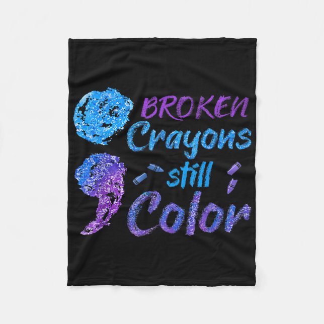 Crayons Suicide Awareness Month Support  Fleece Blanket (Front)