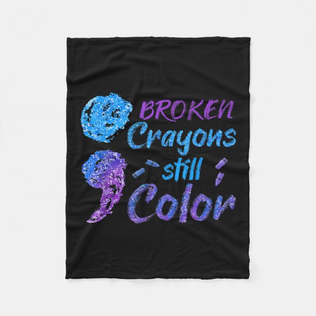 Crayons Suicide Awareness Month Support  Fleece Blanket (Front)