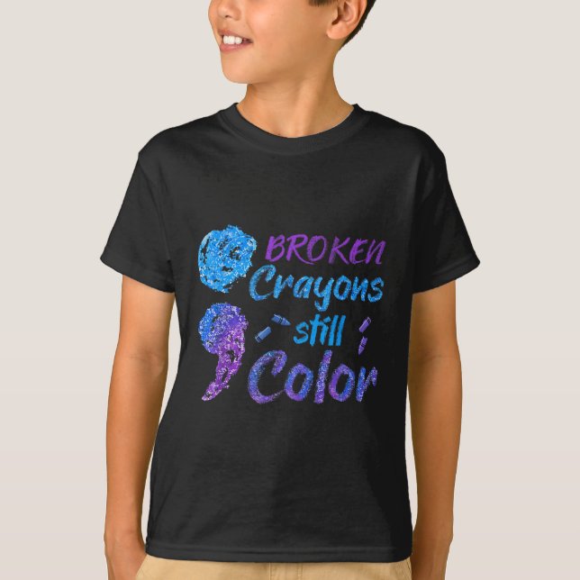 Crayons Suicide Awareness Month Support  T-Shirt (Front)