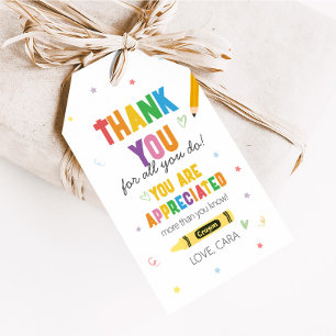 Crayons Teacher Appreciation Thank You Favor Tags