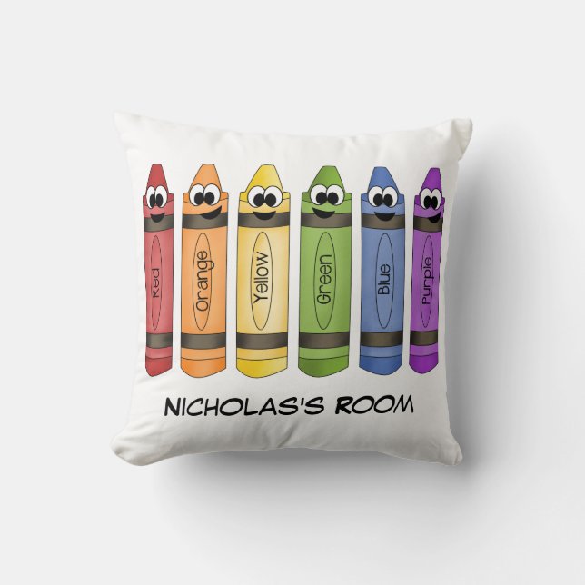 Crayons Throw Pillow (Front)