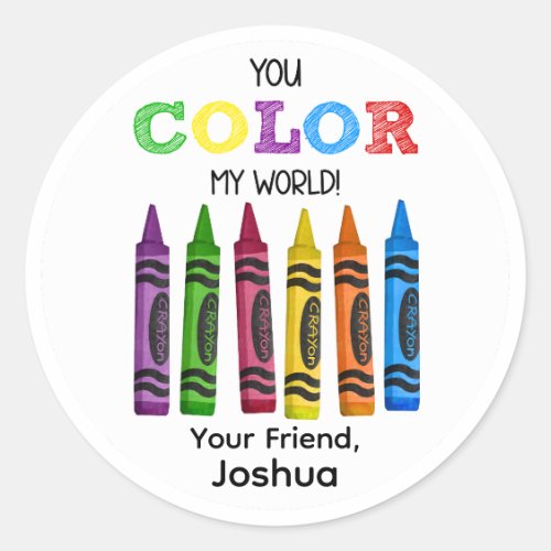 Crayons You Color My World Stickers